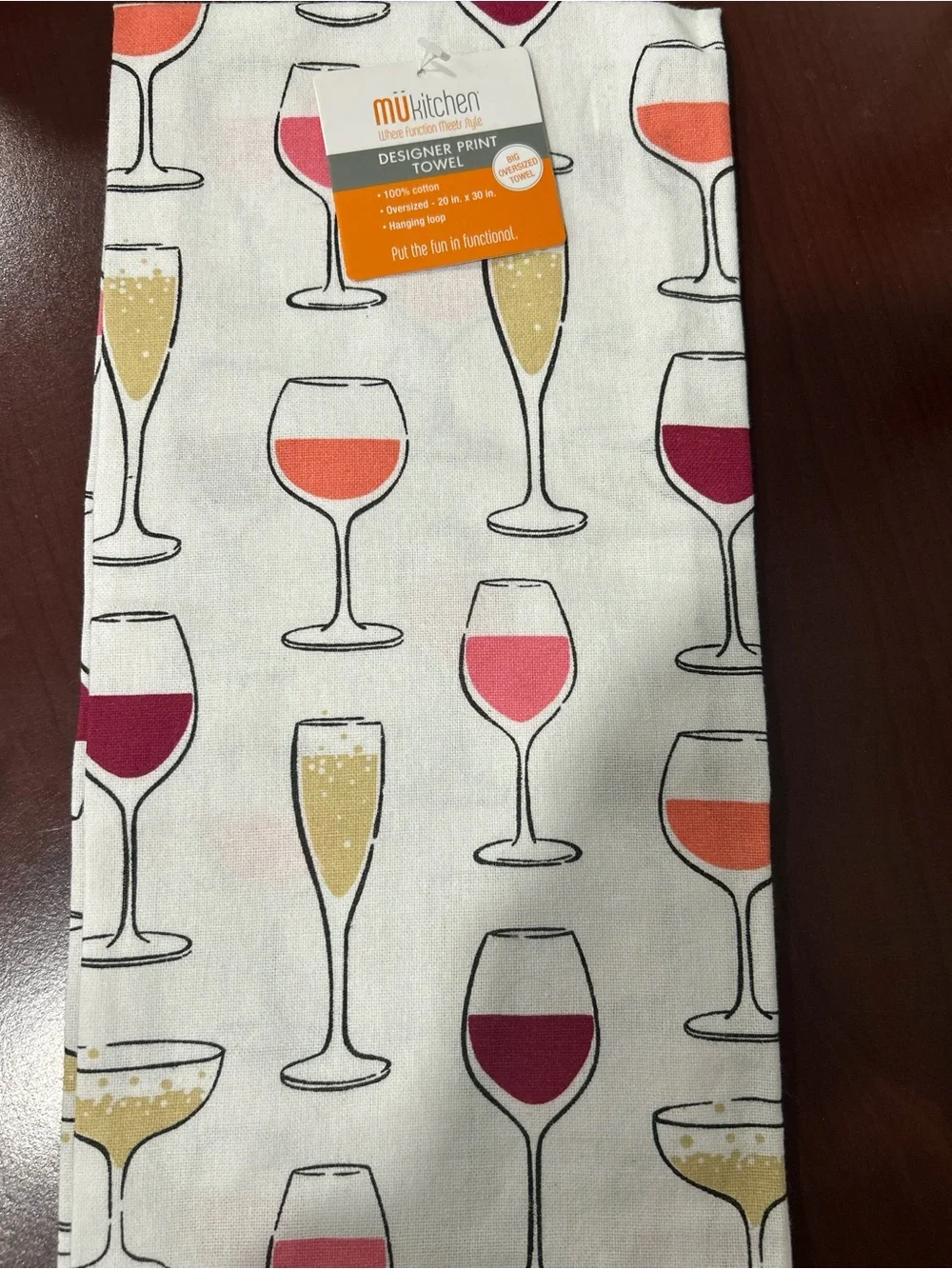 Wine Glass Print Kitchen Towel